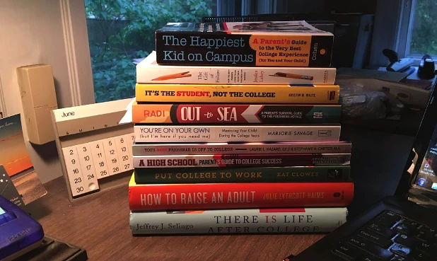 Stack of books on a desk